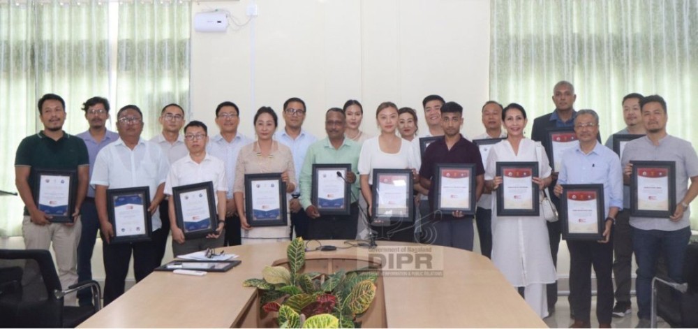 Special Commissioner of State Taxes, Mhathung Murry with officials and awardees during the GST Day celebrations held at Conference Hall, Office of the Commissioner of State Taxes Nagaland, Dimapur on July. (DIPR Photo)